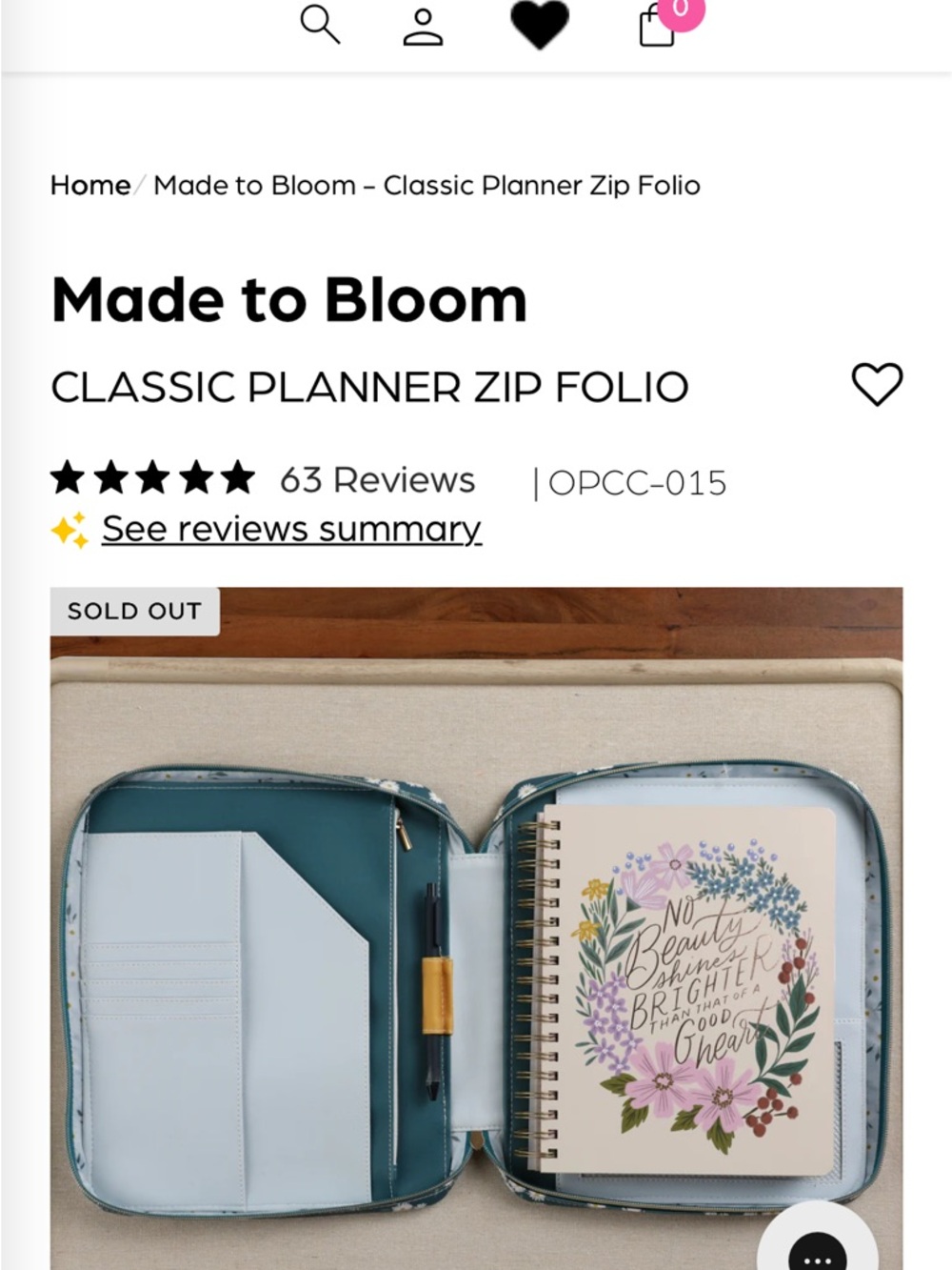 Made to Bloom Classic Planner Zip Folio - The Happy Planner 🌼🌼🌼 - Picture 9 of 10